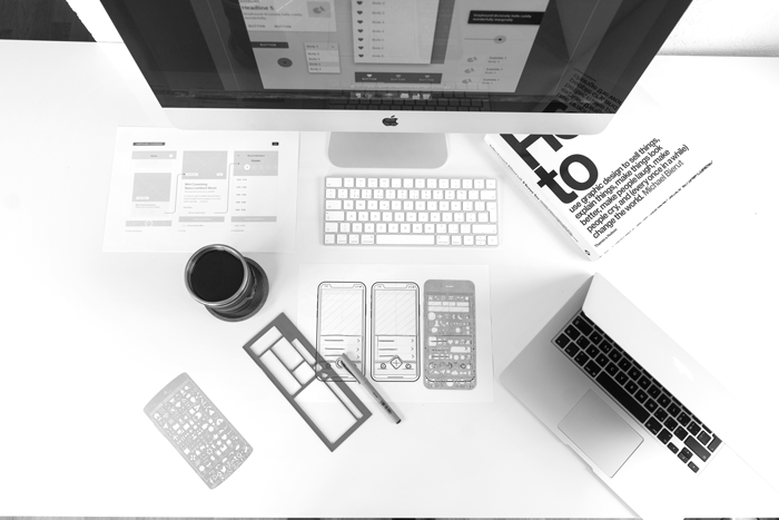 web designer tools on a desk