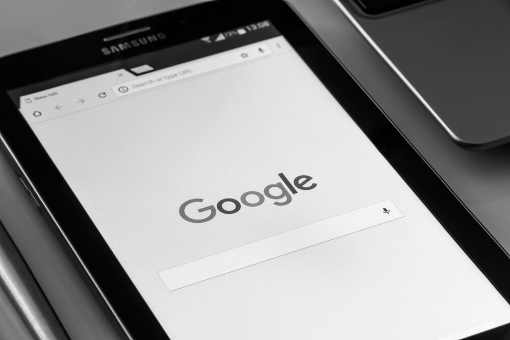a tablet with Google open to represent site speed optmization