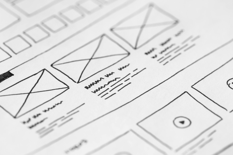 close up view of ux designer wireframes