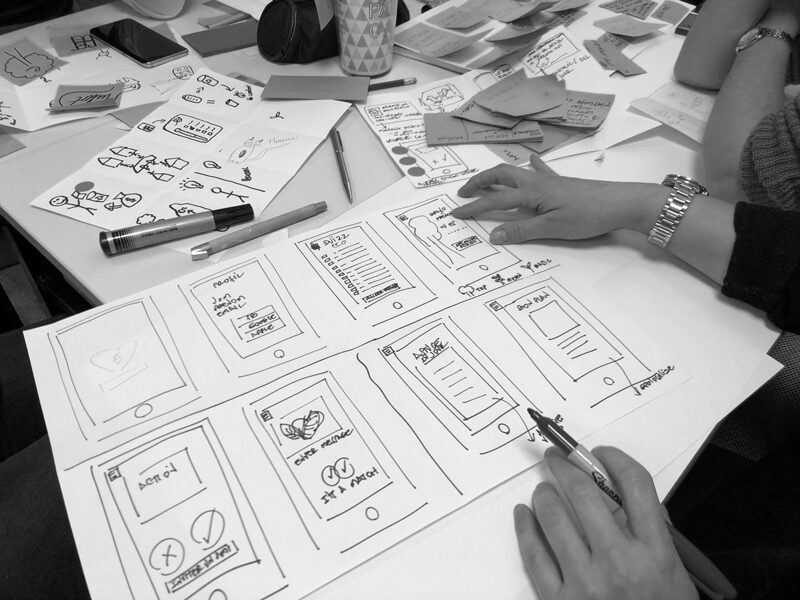 ui ux designer creating wireframes for new application