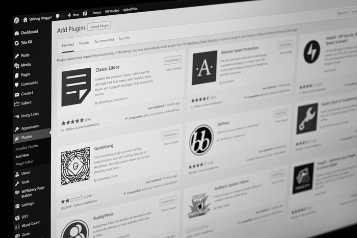 wordpress dashboard on computer screen