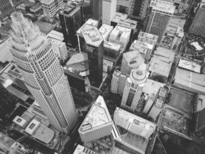birds-eye view of uptown charlotte buildings representing web designer charlotte nc
