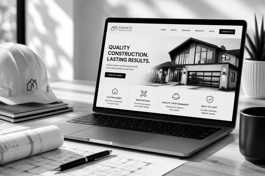 wordpress construction website representing construction company web design Charlotte