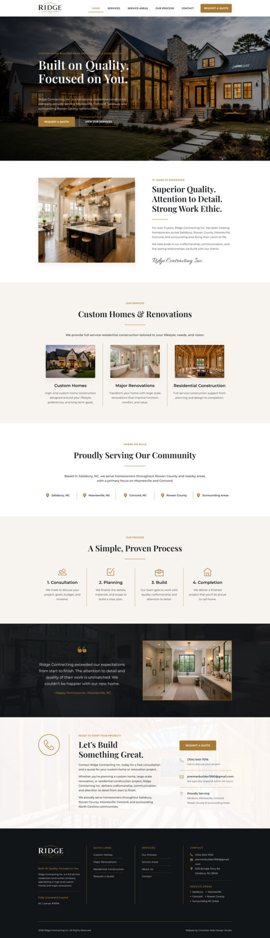construction website design project for Ridge Contractors