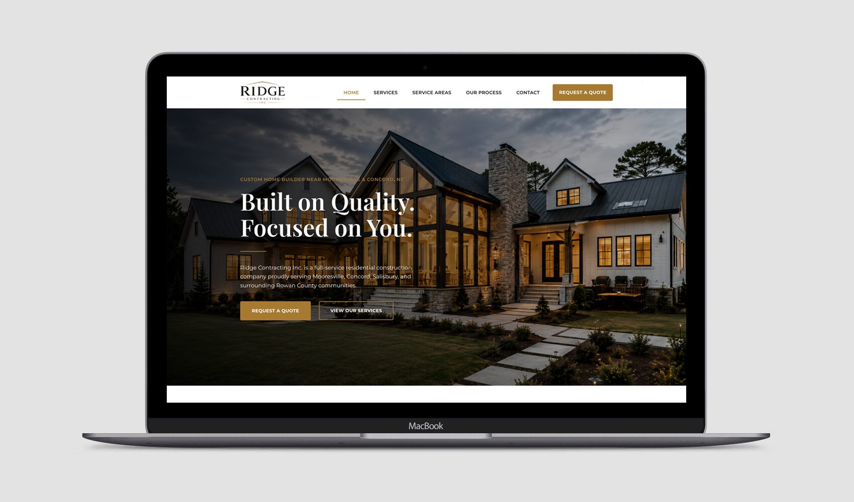 construction website design project for Ridge Contracting in Charlotte NC