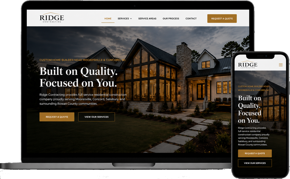 contractor website design on a laptop and a phone