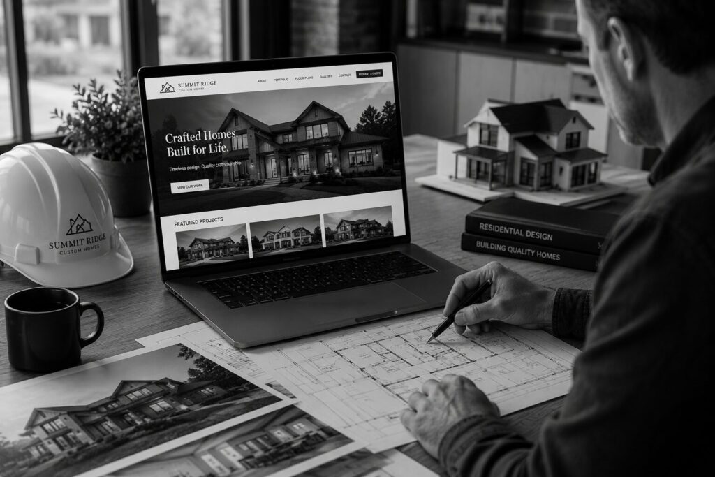 home builder company owner viewing his new home builder website design