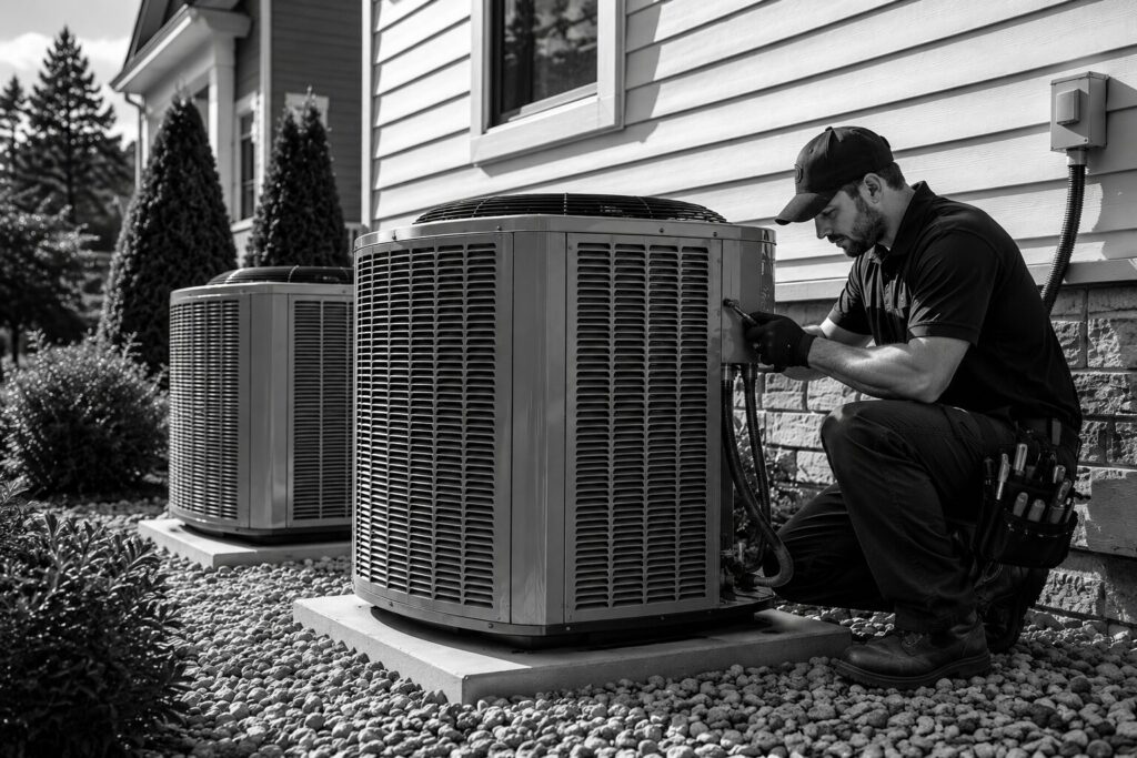 hvac worker representing website design for hvac