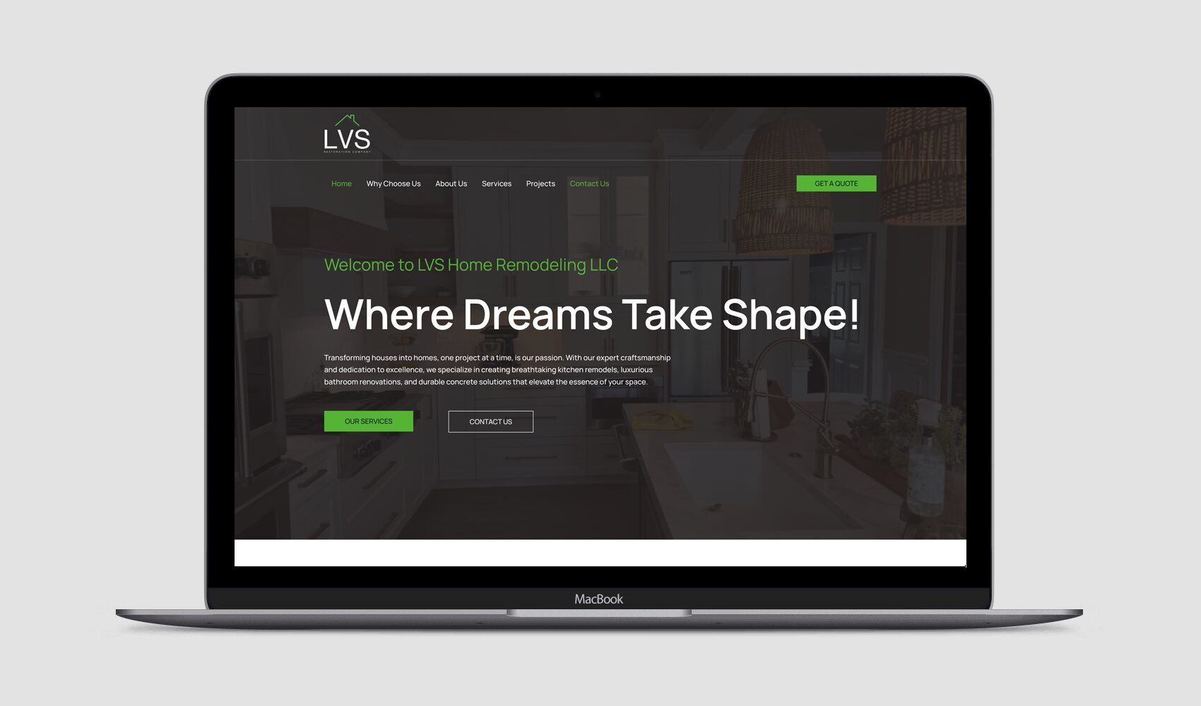 new remodeling website design for LVS Home Remodelers