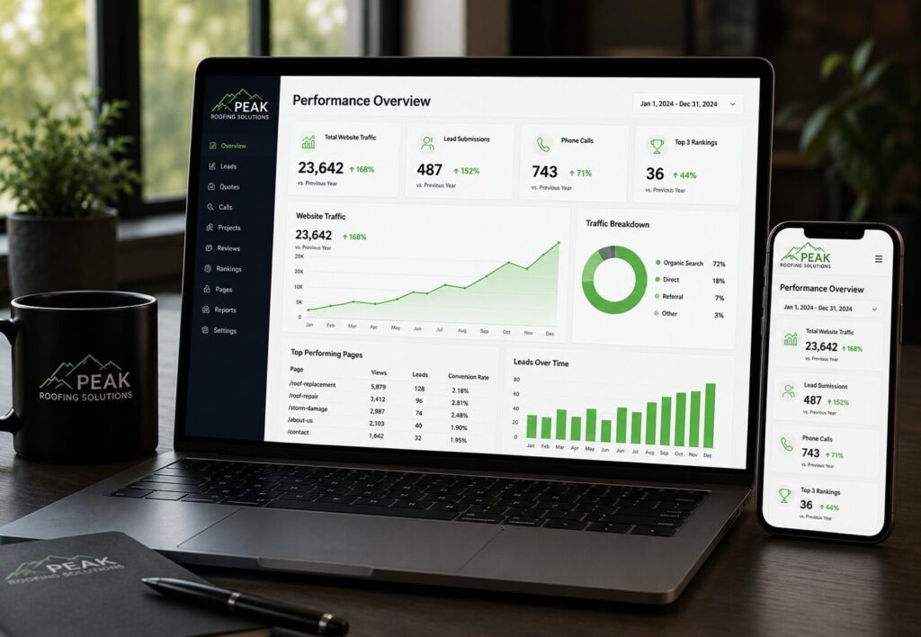 roofing website analytics dashboard