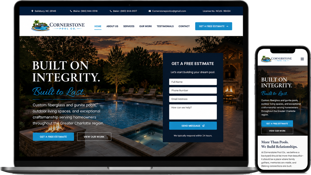 cornerstone pool company website design