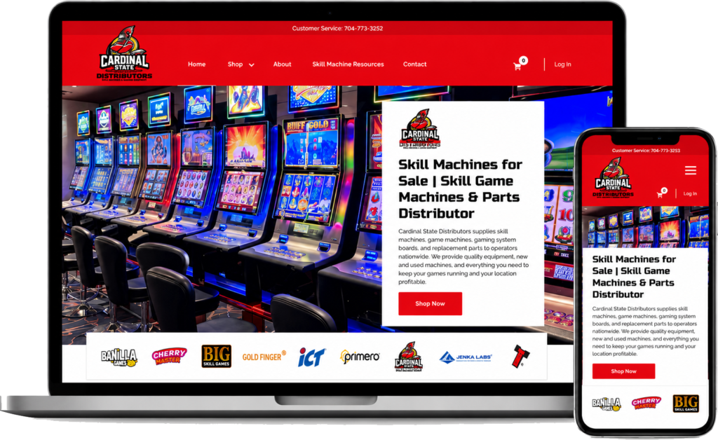 cardinal state website on laptop and mobile representing ecommerce web design and seo